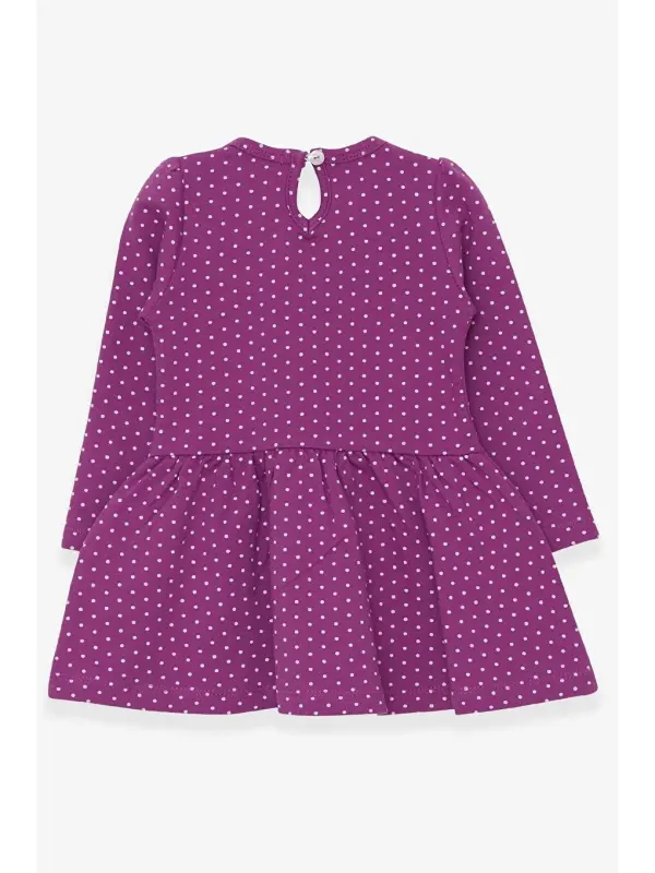 Girl's Long Sleeve Dress Girl with Glitter Glasses Print Purple (1-3 Years)-Purple - 2