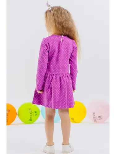 Girl's Long Sleeve Dress Girl with Glitter Glasses Print Purple (1-3 Years)-Purple - 6