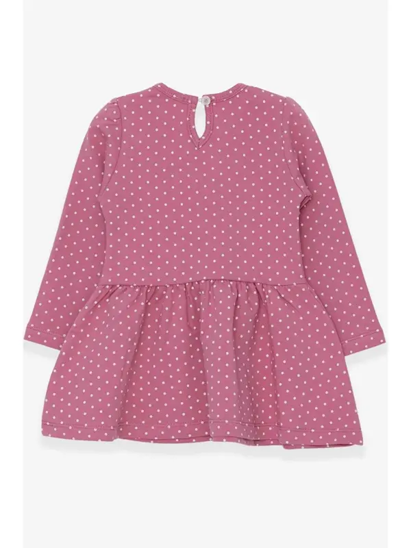 Girl's Long Sleeve Dress Girl with Glitter Glasses Print Rose (1-4 Years)-Pink - 2