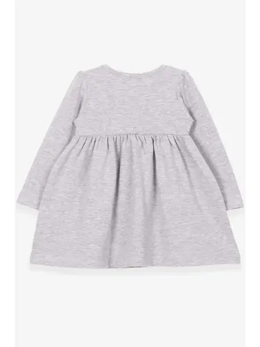 Girl's Long Sleeve Dress Gray Melange (2-3 Years Old)-Gray - 4