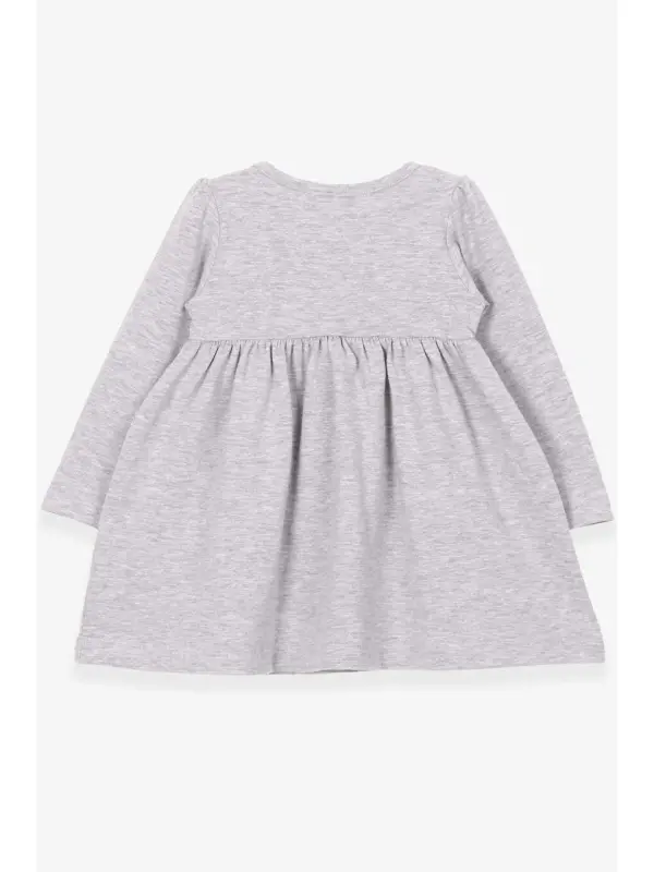 Girl's Long Sleeve Dress Gray Melange (2-3 Years Old)-Gray - 4