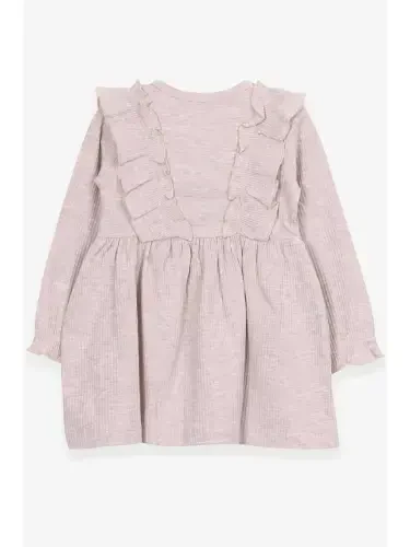 Girl's Long Sleeve Dress Ruffled Button Detailed Beige Melange (1.5-5 Years)-Beige - LC WAIKIKI (1)