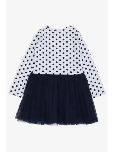 Girl's Long Sleeve Dress Thoughtful Girl Printed Polka Dot White (2-4 Years)-White - LC WAIKIKI (1)