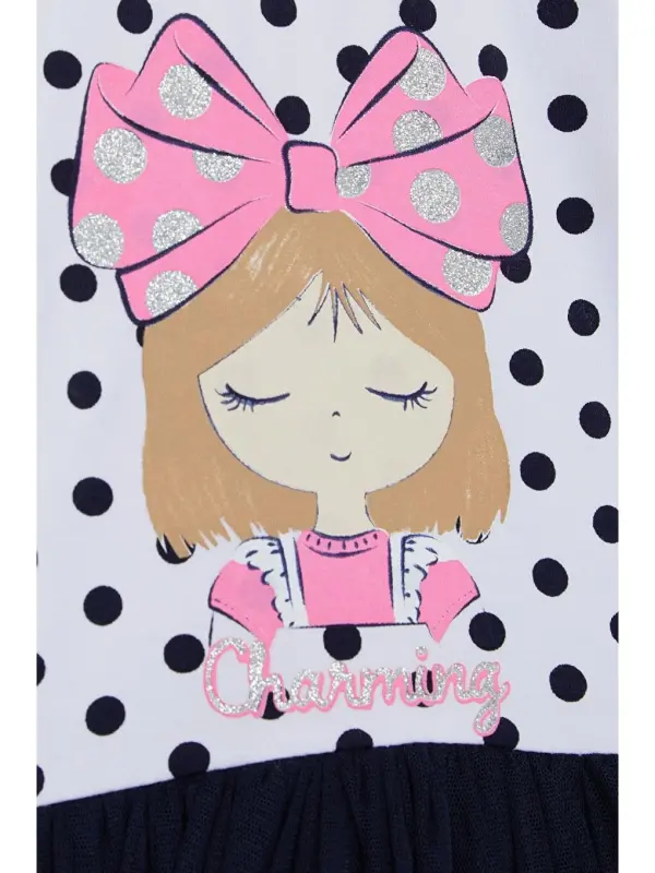 Girl's Long Sleeve Dress Thoughtful Girl Printed Polka Dot White (2-4 Years)-White - 3