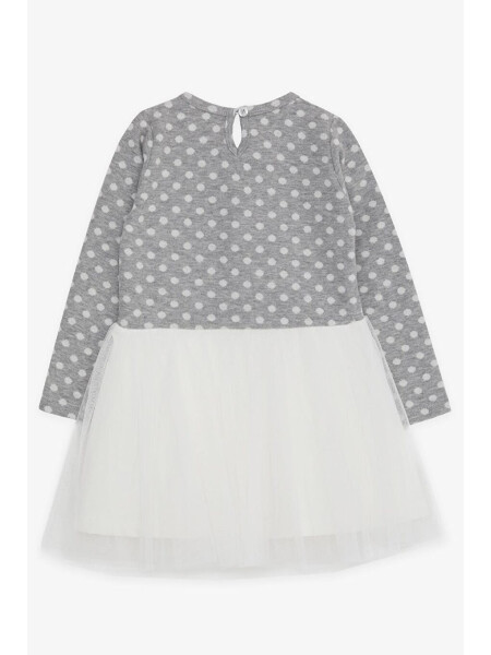 Girls Long Sleeve Dress Tulle Bow Light Grey Melange (1.5-5 Years) - LC WAIKIKI (1)