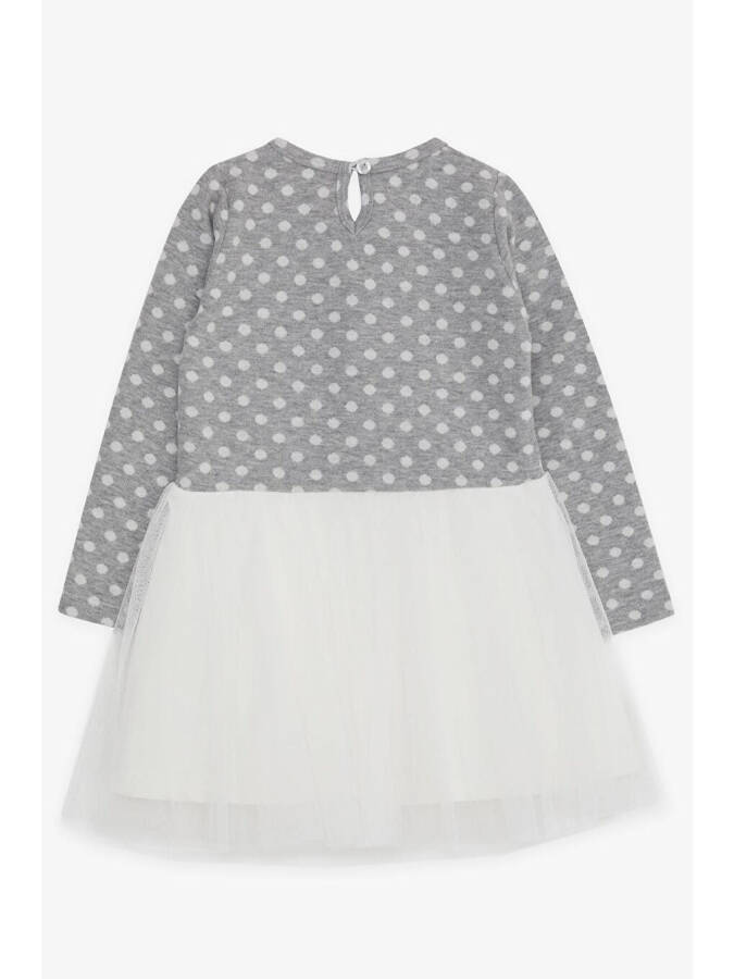 Girls Long Sleeve Dress Tulle Bow Light Grey Melange (1.5-5 Years) - 2