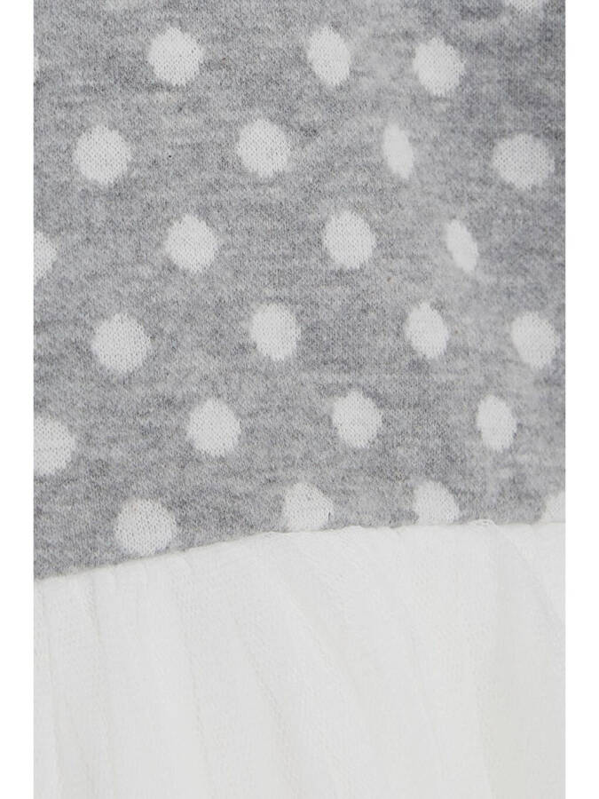 Girls Long Sleeve Dress Tulle Bow Light Grey Melange (1.5-5 Years) - 4