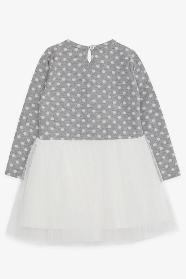 Girls Long Sleeve Dress Tulle Bow Light Grey Melange (1.5-5 Years) - 6