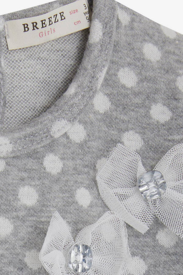 Girls Long Sleeve Dress Tulle Bow Light Grey Melange (1.5-5 Years) - 7