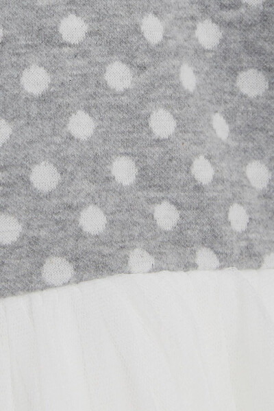 Girls Long Sleeve Dress Tulle Bow Light Grey Melange (1.5-5 Years) - 8