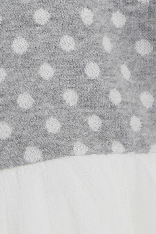 Girls Long Sleeve Dress Tulle Bow Light Grey Melange (1.5-5 Years) - 8