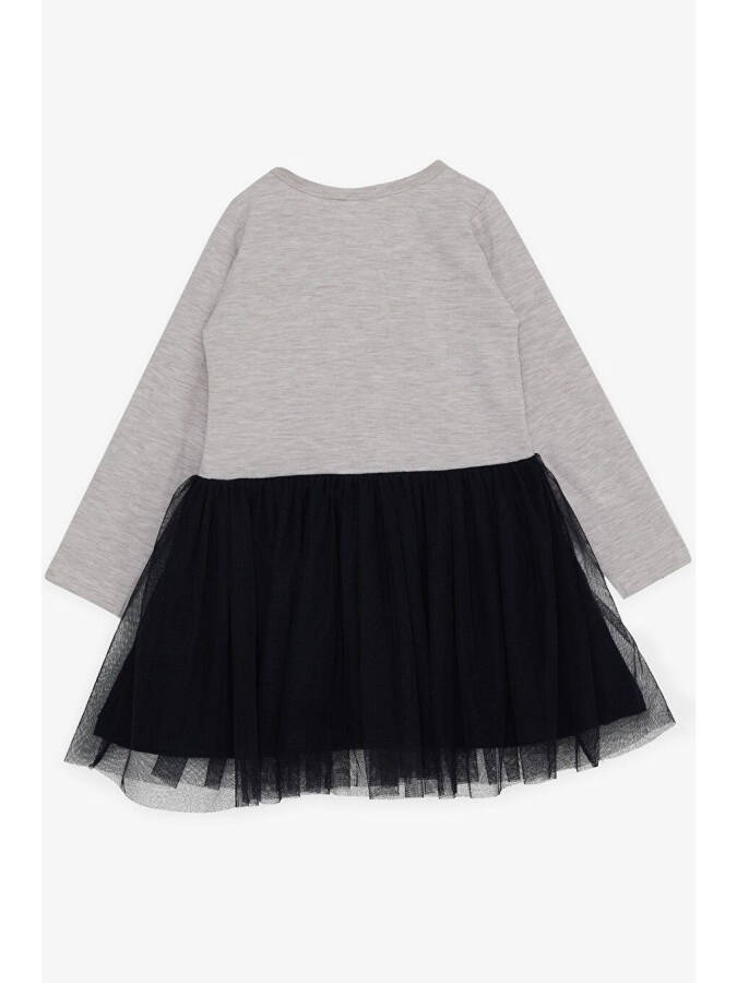 Girls' Long Sleeve Dress Tulle Print Beige Melange (1.5-3 Years) - 2