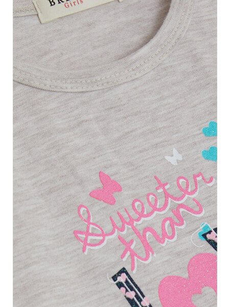 Girls' Long Sleeve Dress Tulle Print Beige Melange (1.5-3 Years) - 3