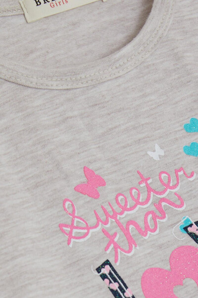 Girls' Long Sleeve Dress Tulle Print Beige Melange (1.5-3 Years) - 7