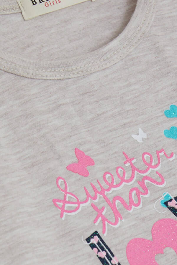 Girls' Long Sleeve Dress Tulle Print Beige Melange (1.5-3 Years) - 7