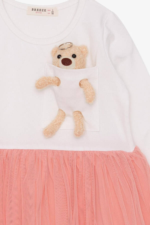 Girls Long Sleeve Dress with Bear Accessory Ecru (3-4 Years) - 6