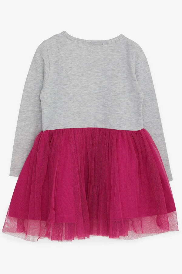 Girls Long Sleeve Dress with Bear Accessory Light Grey Melange (3-4 Years) - 14