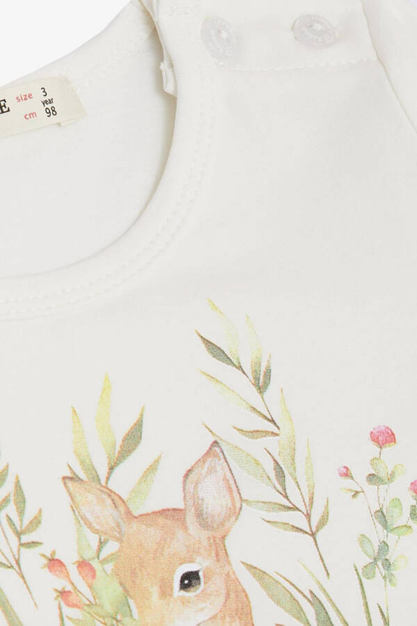 Girls' Long Sleeve Dress with Floral Pattern, Cute Giraffe Print, Ecru (1.5-3 Years) - 7