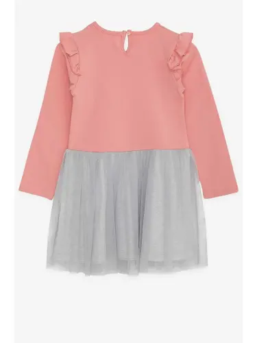 Girl's Long Sleeve Dress with Sequined Floral Print in Rose (3-4 Years)-Pink - LC WAIKIKI (1)