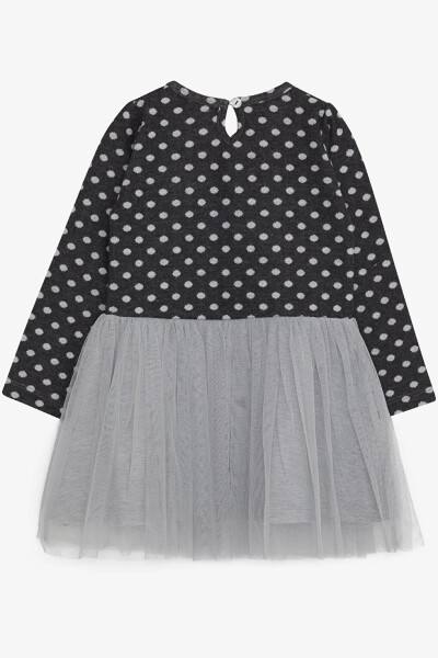 Girls' Long Sleeve Dress with Tulle and Bow, Anthracite (1.5-5 Years) - 6