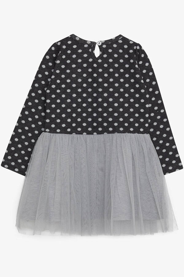 Girls' Long Sleeve Dress with Tulle and Bow, Anthracite (1.5-5 Years) - 6