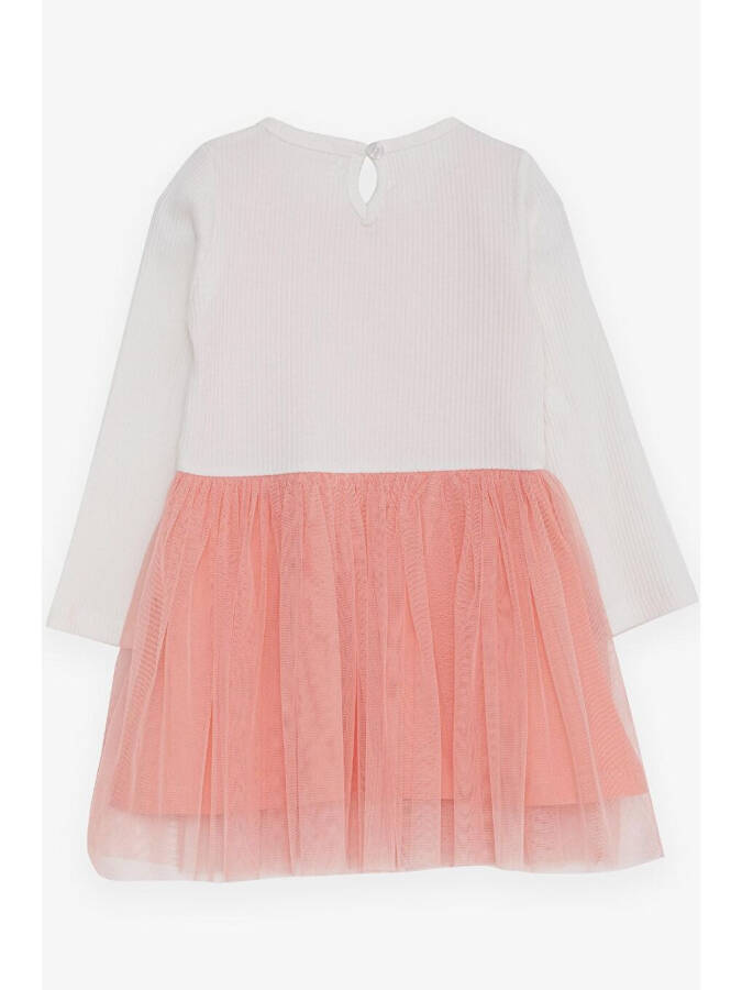 Girls' Long Sleeve Dress with Tulle in Ecru (3-5 Years) - 2