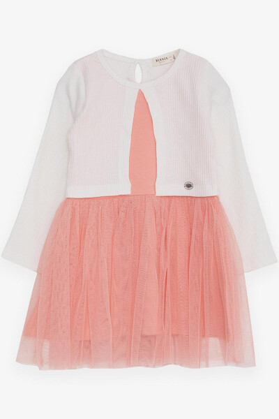 Girls' Long Sleeve Dress with Tulle in Ecru (3-5 Years) - 5