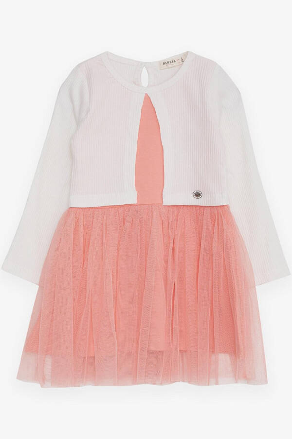 Girls' Long Sleeve Dress with Tulle in Ecru (3-5 Years) - 5