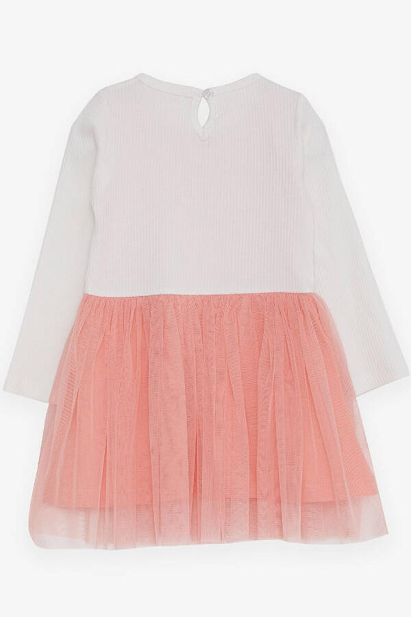 Girls' Long Sleeve Dress with Tulle in Ecru (3-5 Years) - 6