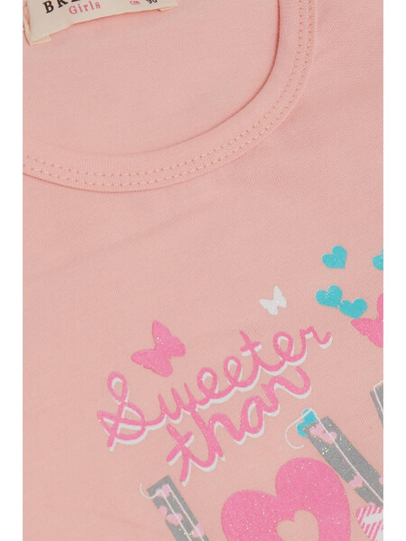 Girls' Long Sleeve Dress with Tulle, Printed, Powder (1.5-5 Years) - 3