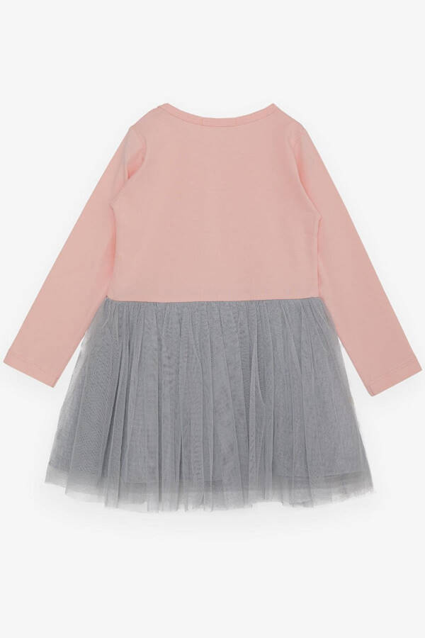 Girls' Long Sleeve Dress with Tulle, Printed, Powder (1.5-5 Years) - 6