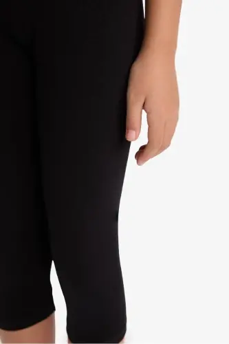 Girls Midi Basic Leggings Black - 1