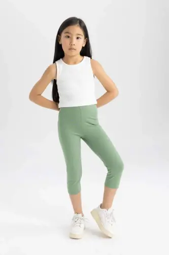 Girls Midi Tights Light Green - 5
