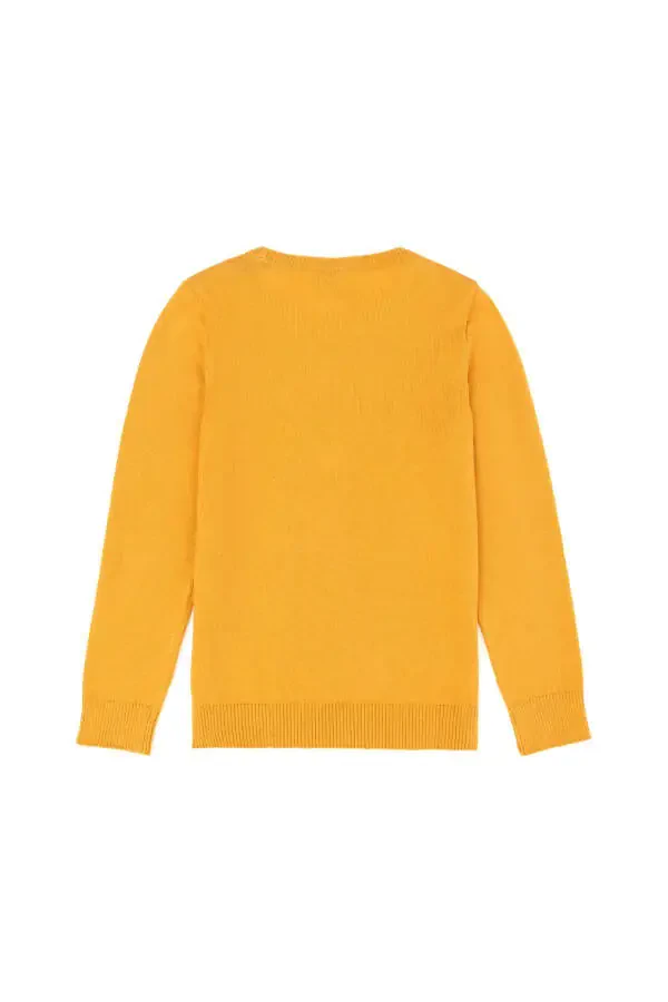 Girls Mustard Basic Crew Neck Sweater 50275851-VR072 - 8