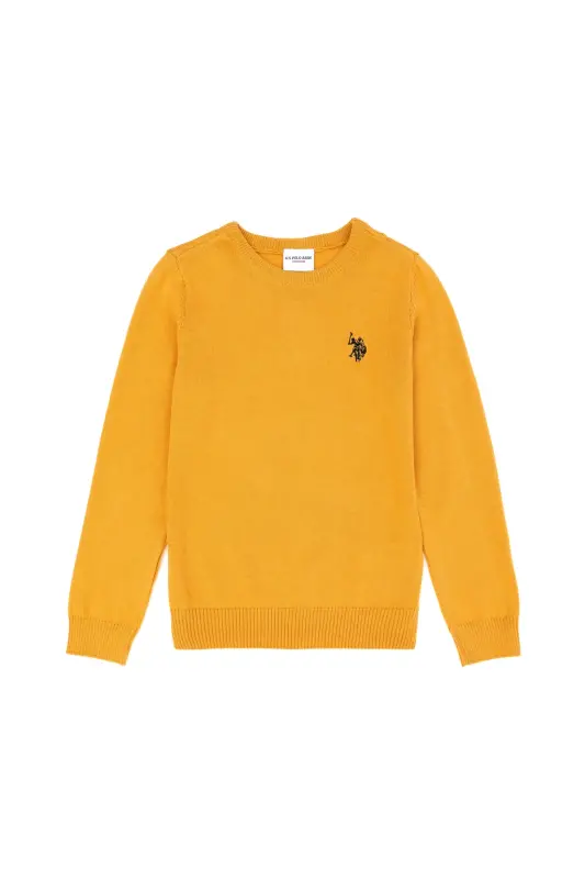Girls Mustard Basic Crew Neck Sweater 50275851-VR072 - U.S. POLO ASSN.