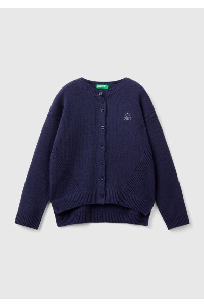 Girls' Navy Button-Front Ribbed Cardigan - UNITED COLORS OF BENETTON