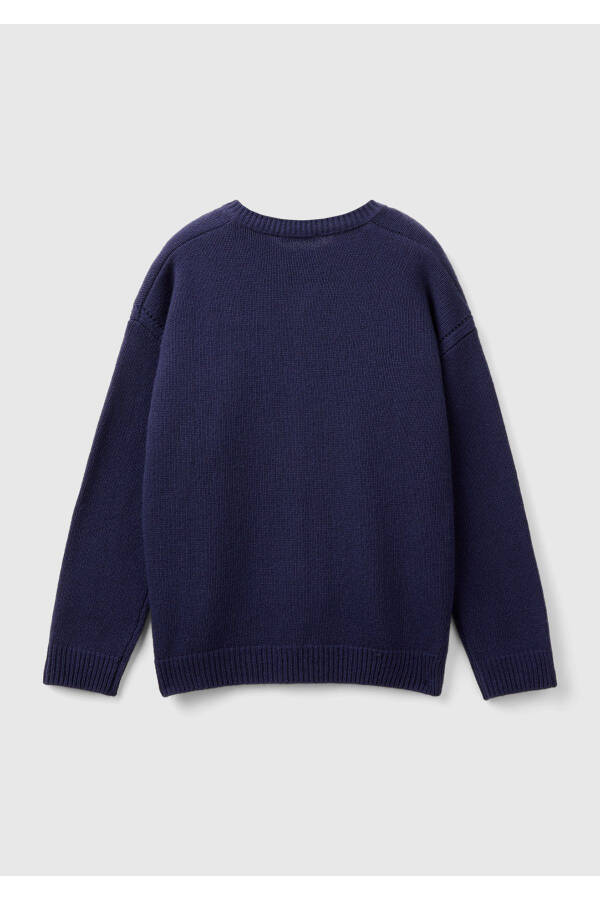 Girls' Navy Button-Front Ribbed Cardigan - 2