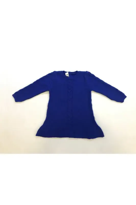 Girl's Navy Long Sleeve Knitwear-Sax Blue - KIDSEV