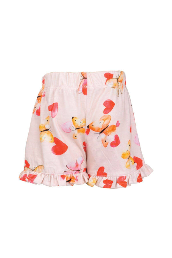 Girls' Orange Heart Print Ruffled Heart Comfortable Shorts 9 Months - 8 Years - 2