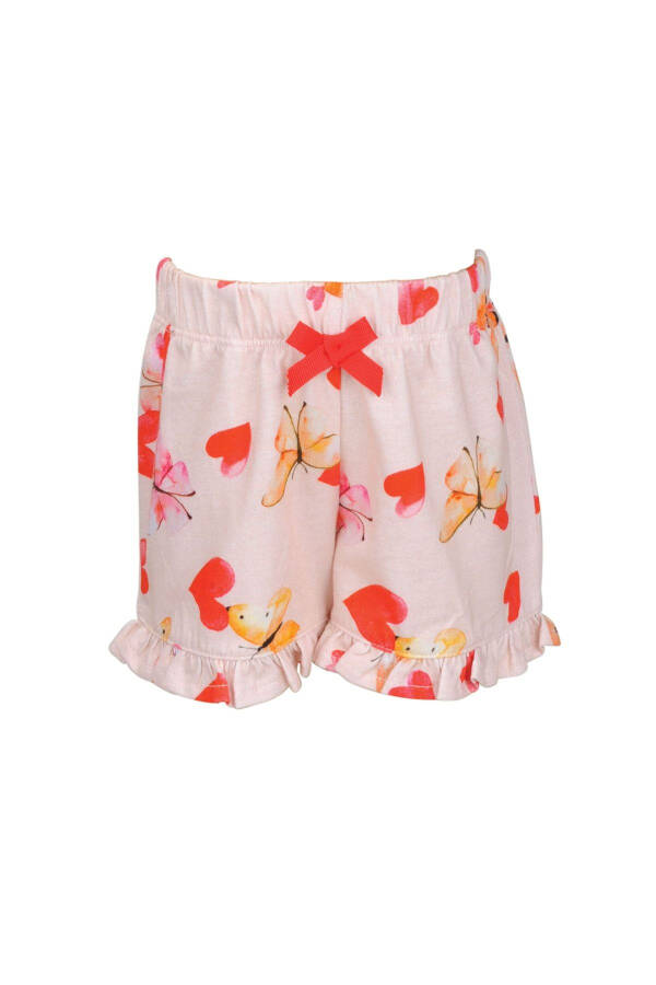 Girls' Orange Heart Print Ruffled Heart Comfortable Shorts 9 Months - 8 Years - 3