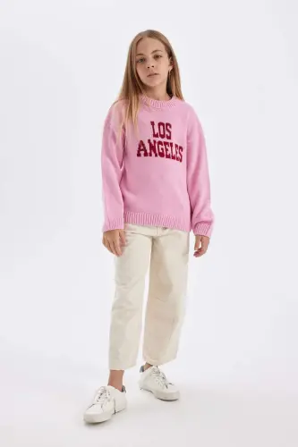 Girls Oversize Fit Crew Neck Sweater C6904A824AU - DEFACTO (1)