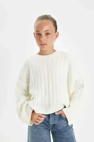 Girls' Oversize Fit Crew Neck Sweater C6945A824AU - 3
