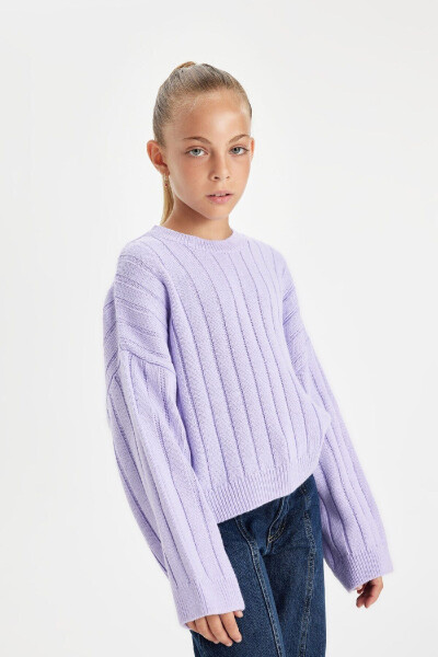 Girls Oversize Fit Crew Neck Sweater C6945A824AU - DEFACTO