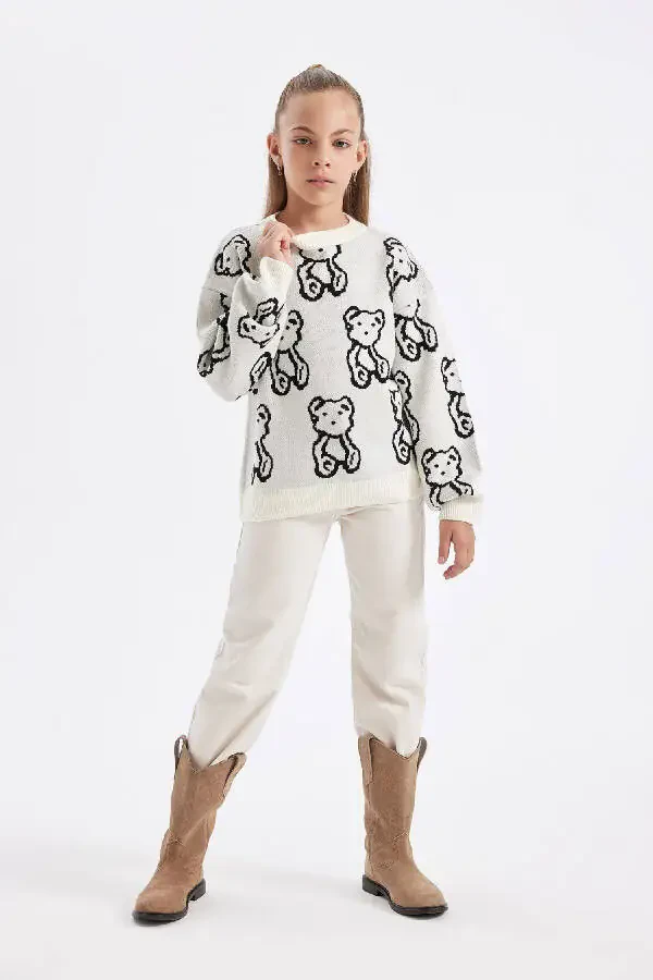 Girls' Oversized Fit Crew Neck Sweater C6943A824AU - 2