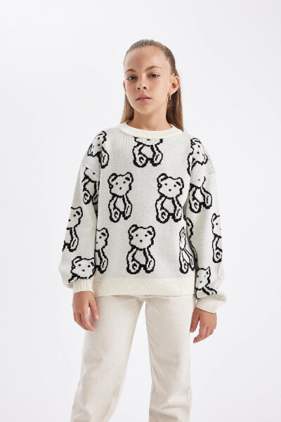 Girls' Oversized Fit Crew Neck Sweater C6943A824AU - DEFACTO