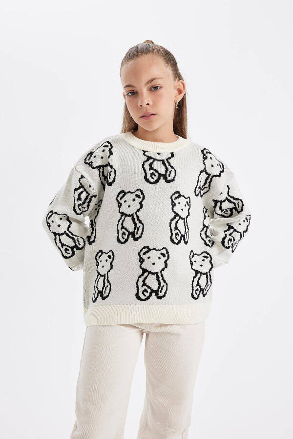 Girls' Oversized Fit Crew Neck Sweater C6943A824AU - 3