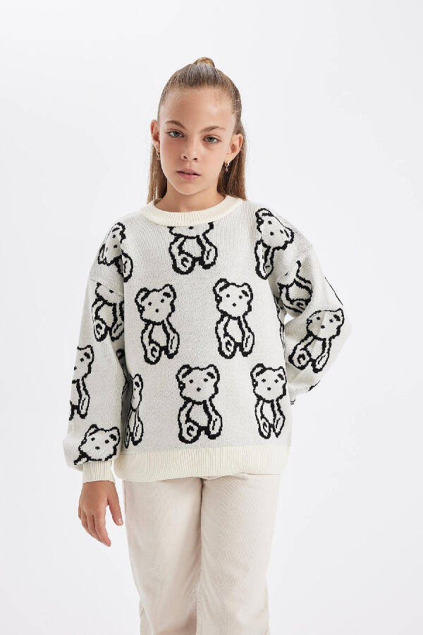 Girls' Oversized Fit Crew Neck Sweater C6943A824AU - 4