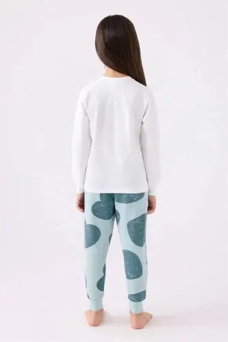 Girls' Pajama Set Cream-Aqua Green RP3471-2 - ROLYPOLY (1)