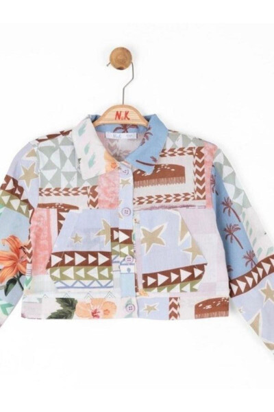 Girls' Palm Tree Pattern Jacket - 4