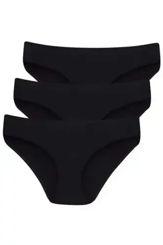 Girls' Panties Black 3-Pack 100% Cotton - 3